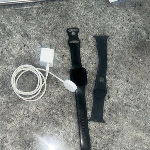 Apple Black Smartwatch with Black Silicone Bands and Charger